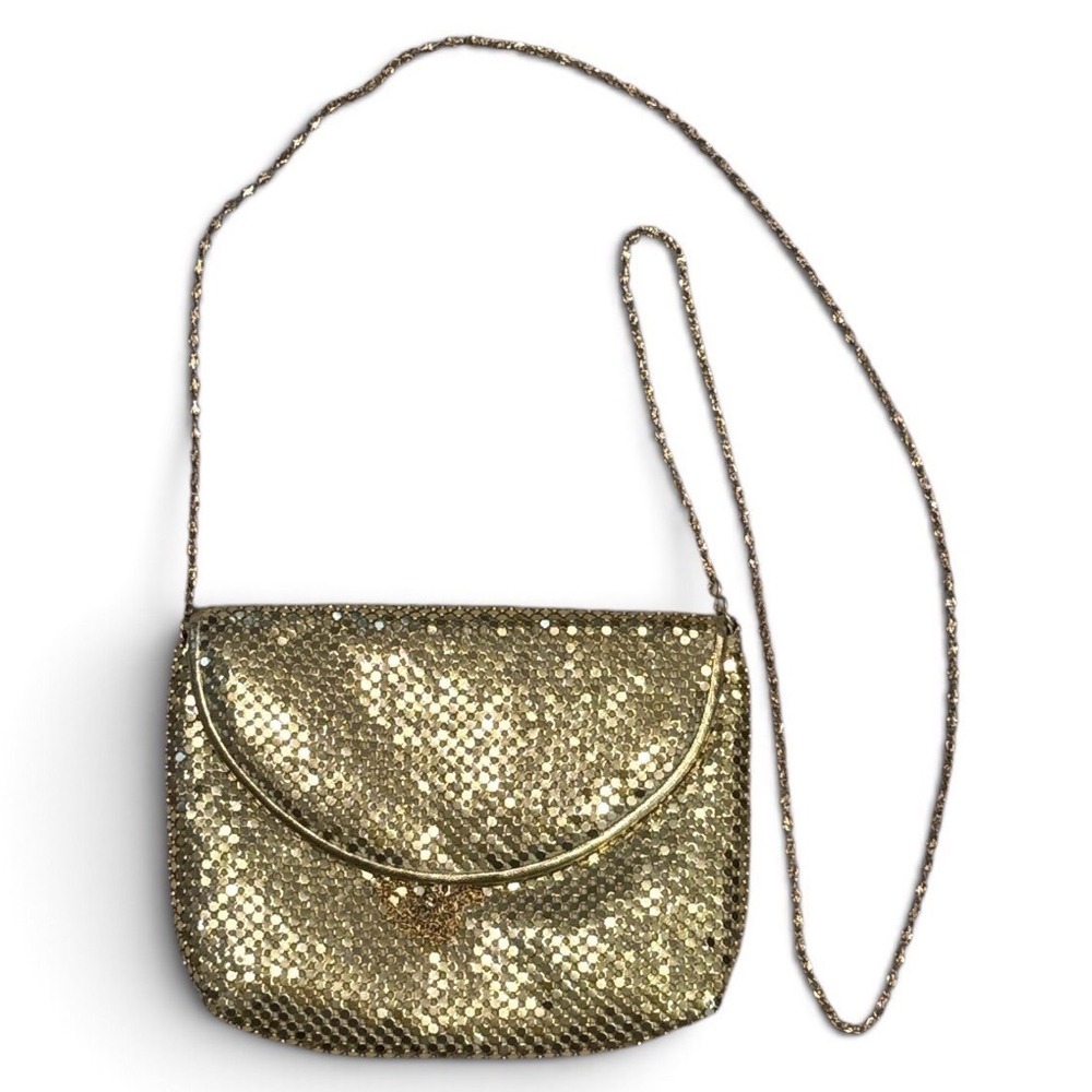 Vintage Gold Metal Mesh Crossbody Bag